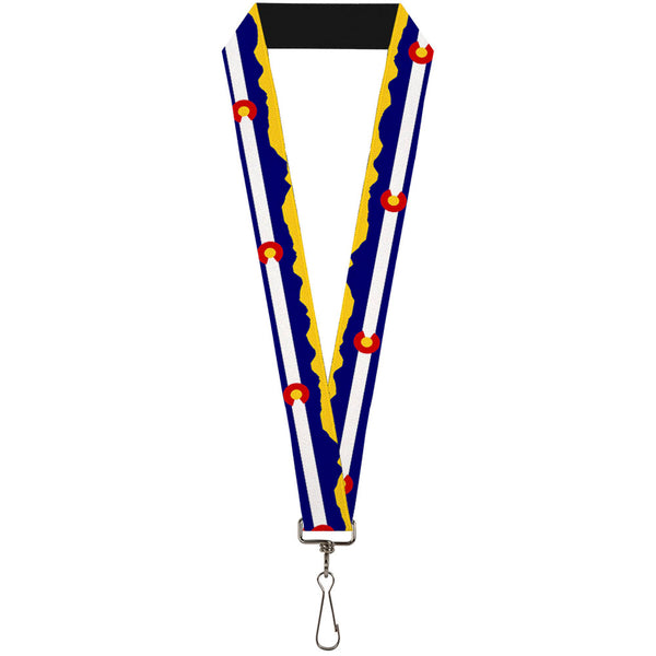 buckle down Lanyard - 1.0" - Colorado Flag Mountain Silhouette Yellow