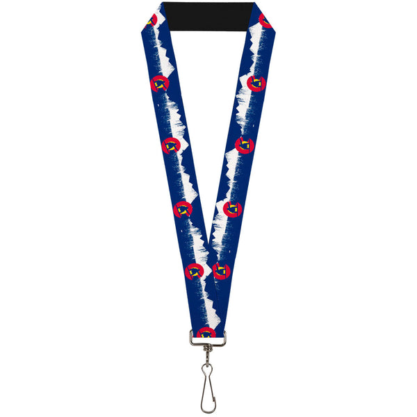 buckle down Lanyard - 1.0" - Colorado Snowboarder Snowy Mountains Weathered