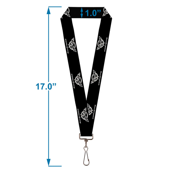 Buckle Down Lanyard - 1.0" - Corvette Black Silver REPEAT
