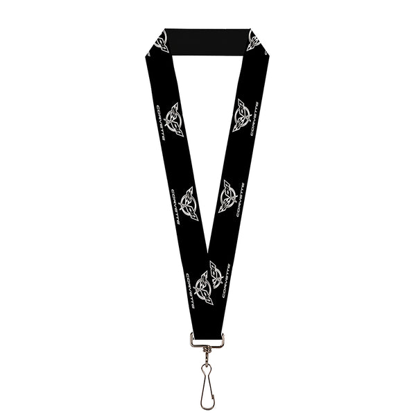 buckle down Lanyard - 1.0" - Corvette Black Silver REPEAT
