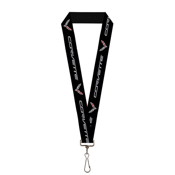 buckle down Lanyard - 1.0" - CORVETTE C7 Logo Black Silver Red