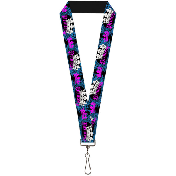 buckle down Lanyard - 1.0" - Crown Princess Oval Black Turquoise