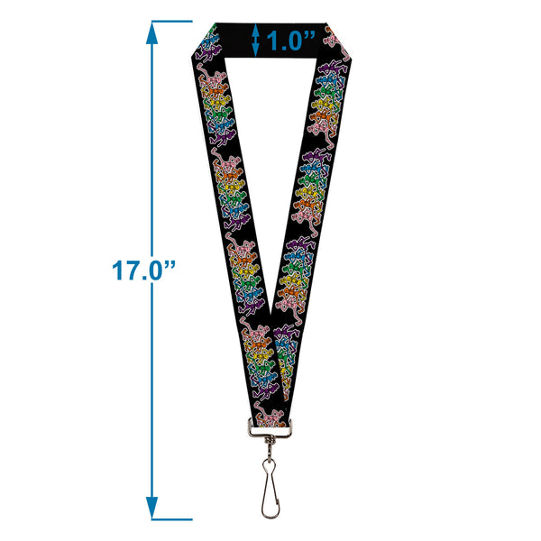 Buckle Down Lanyard - 1.0" - Dancing Skeletons Black Multi Color