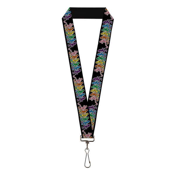 buckle down Lanyard - 1.0" - Dancing Skeletons Black Multi Color