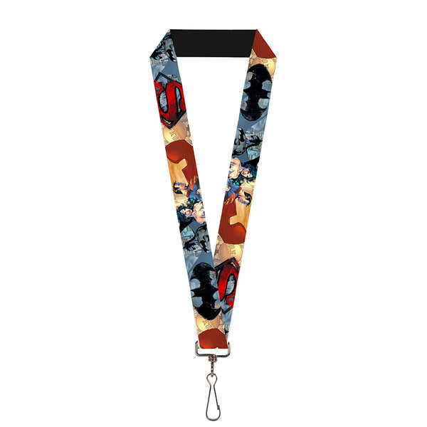 buckle down Lanyard - 1.0" - DC Comics Trinity Group-Batman Wonder Woman Superman Pose Logos