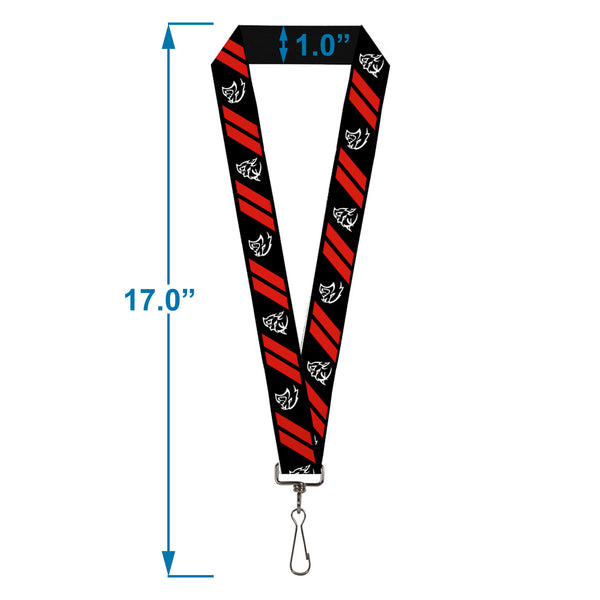 Buckle Down Lanyard - 1.0" - Demon Dodge Rhombus Hellcat Icons Black Red White