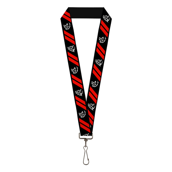 buckle down Lanyard - 1.0" - Demon Dodge Rhombus Hellcat Icons Black Red White