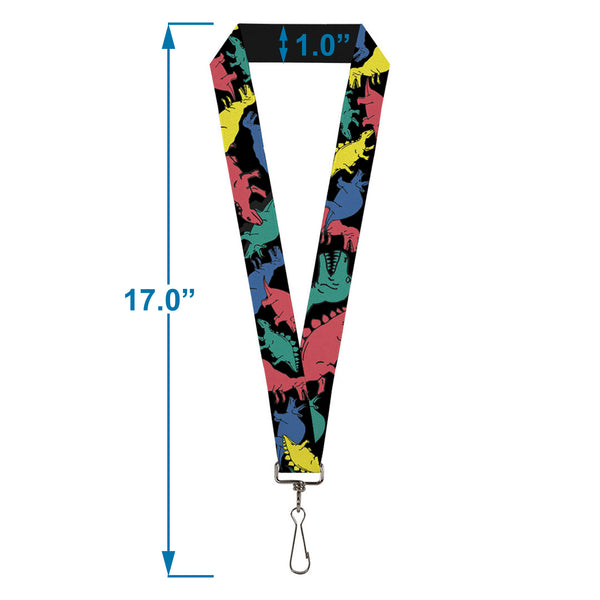 Buckle Down Lanyard - 1.0" - Dinosaurs Black Multi Color