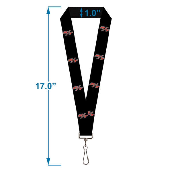 Buckle Down Lanyard - 1.0" - Dodge Challenger R T Emblem Repeat Black White Red