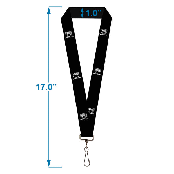 Buckle Down Lanyard - 1.0" - Dodge Viper Black Silver Logo REPEAT