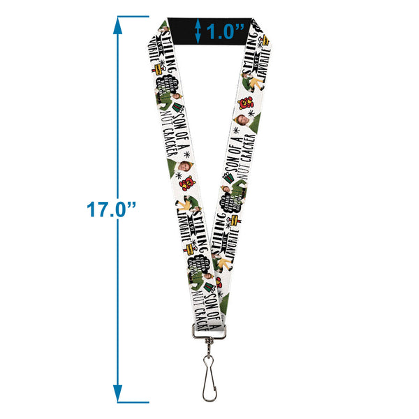 Buckle Down Lanyard - 1.0" - Elf Buddy The Elf Poses And Quotes Doodle White