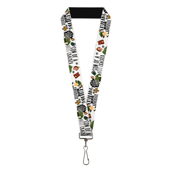 buckle down Lanyard - 1.0" - Elf Buddy the Elf Poses and Quotes Doodle White