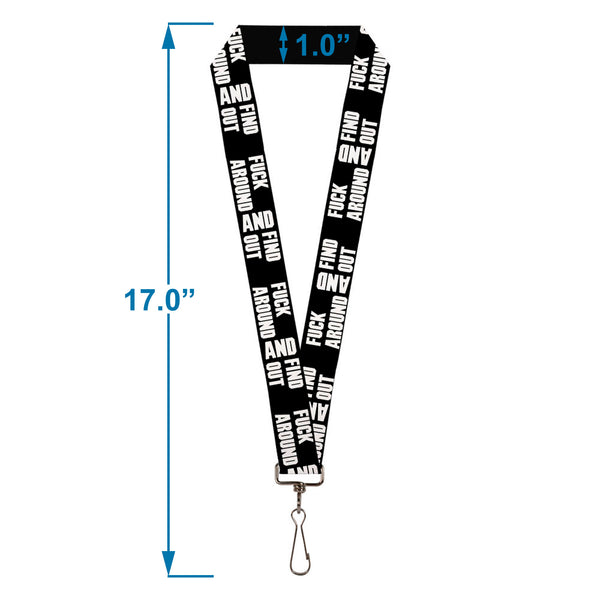 Buckle Down Lanyard - 1.0" - FAFO FUCK AROUND AND FIND OUT Bold Black White
