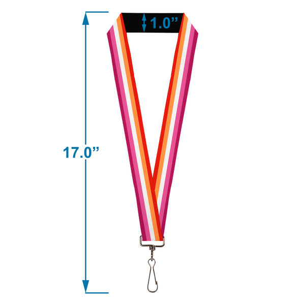 Buckle Down Lanyard - 1.0" - Flag Lesbian Five Stripe Oranges White Pinks