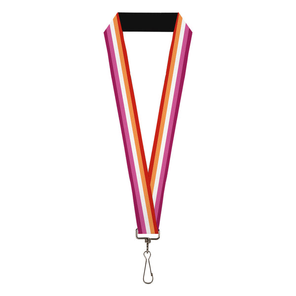 buckle down Lanyard - 1.0" - Flag Lesbian Five Stripe Oranges White Pinks