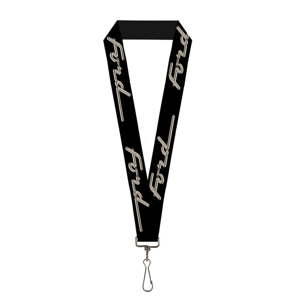 buckle down Lanyard - 1.0" - FORD F-100 Script Black Tan-Gray