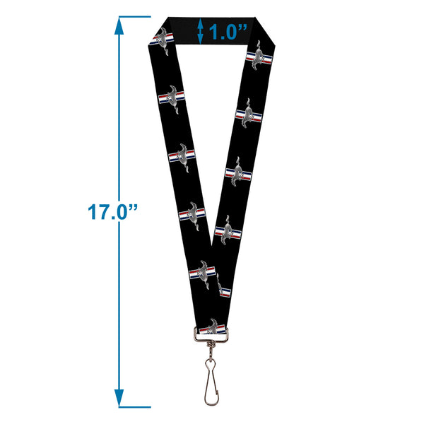 Buckle Down Lanyard - 1.0" - Ford Mustang W Bars Logo REPEAT