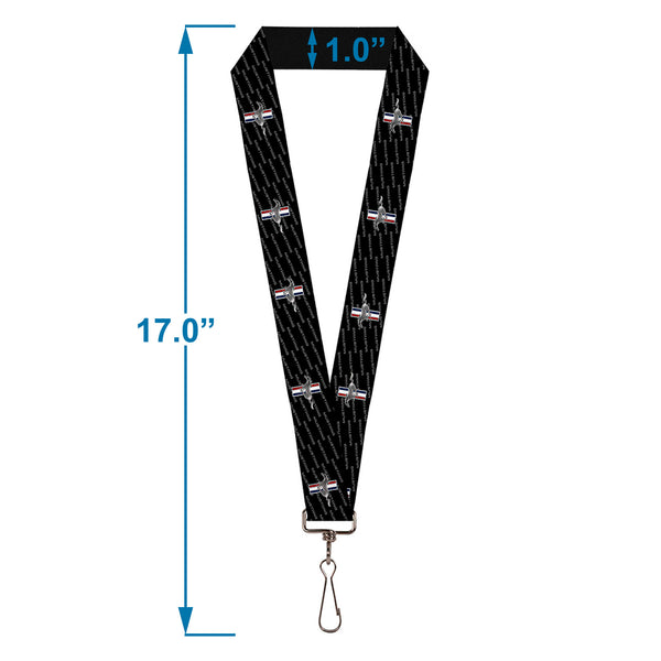 Buckle Down Lanyard - 1.0" - Ford Mustang W Bars REPEAT W Text