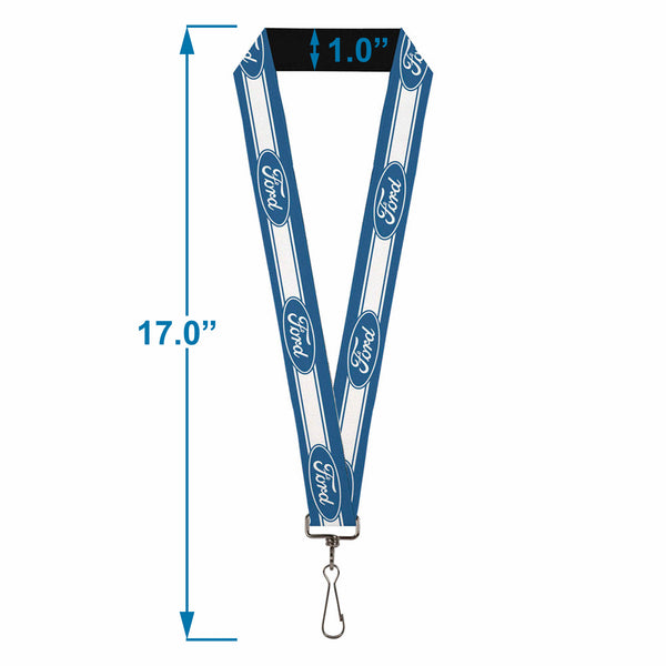 Buckle Down Lanyard - 1.0" - Ford Oval 5-Stripe Blue White