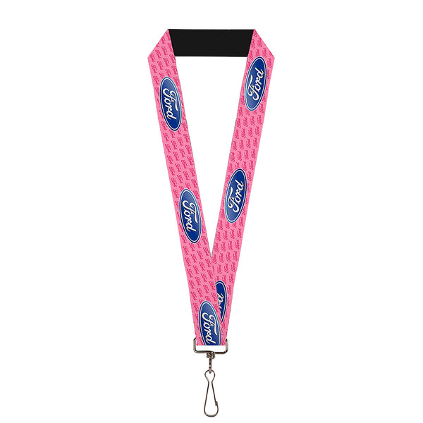 buckle down Lanyard - 1.0" - Ford Oval w Text PINK REPEAT