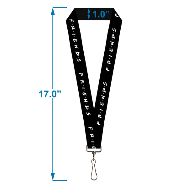 Buckle Down Lanyard - 1.0" - FRIENDS Logo Black White Multi Color