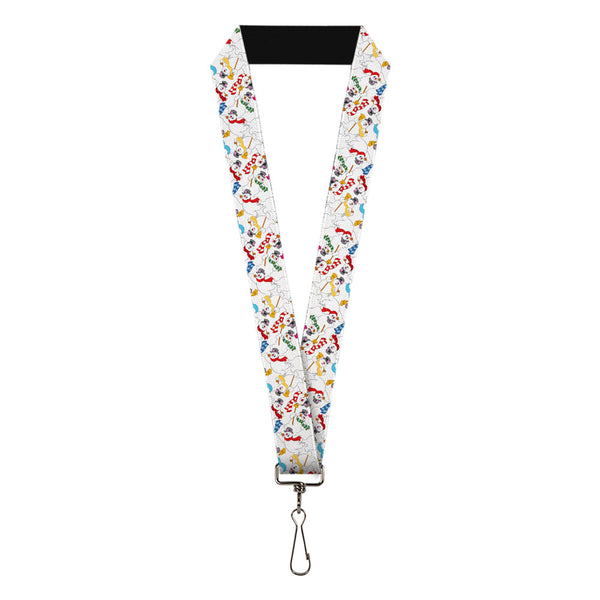 buckle down Lanyard - 1.0" - Frosty the Snowman Broom Poses Scattered White