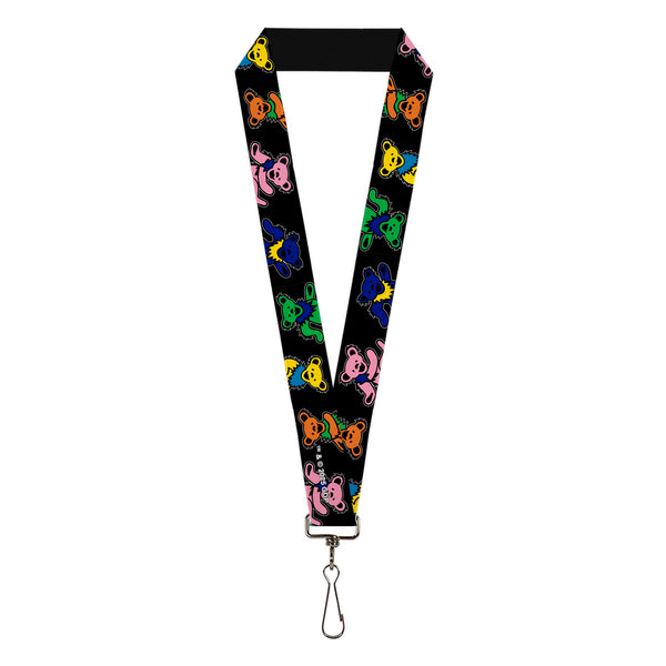 buckle down Lanyard - 1.0" - Grateful Dead Dancing Bears Close-Up Black/Multi Color