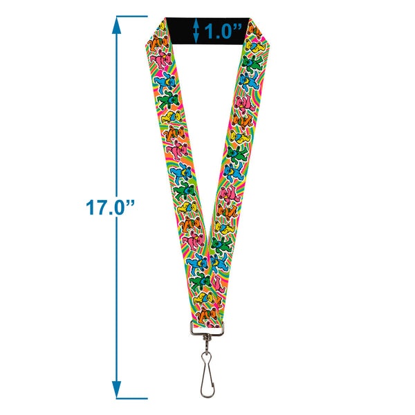 Buckle Down Lanyard - 1.0" - Grateful Dead Dancing Bears Swirl Multi Color