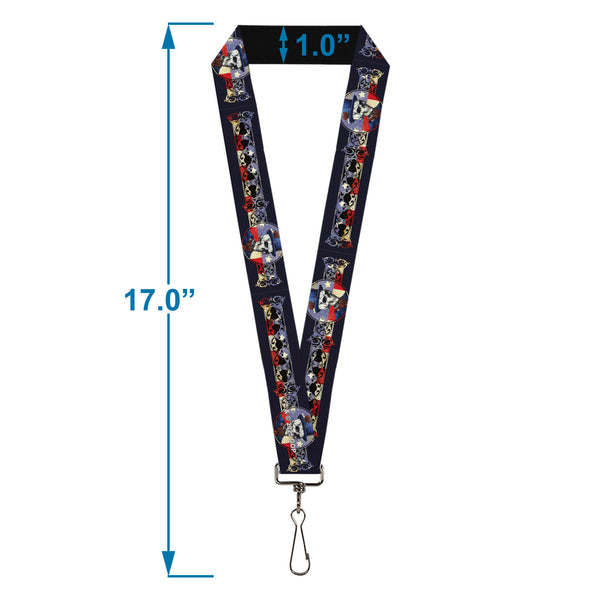 Buckle Down Lanyard - 1.0" - Grateful Dead Dave's Picks Skeleton Americana Bonus Art