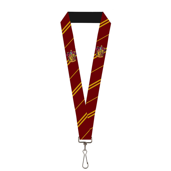 buckle down Lanyard - 1.0" - GRYFFINDOR Crest Stripe Burgundy Gold