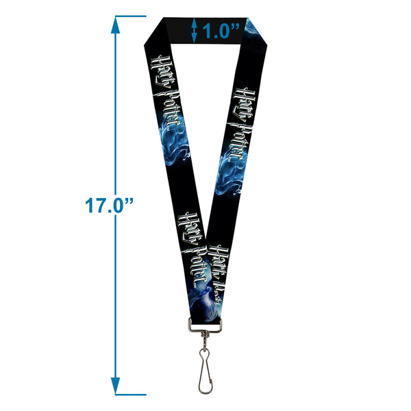 Buckle Down Lanyard - 1.0" - HARRY POTTER Animal Spirits Black White Blue