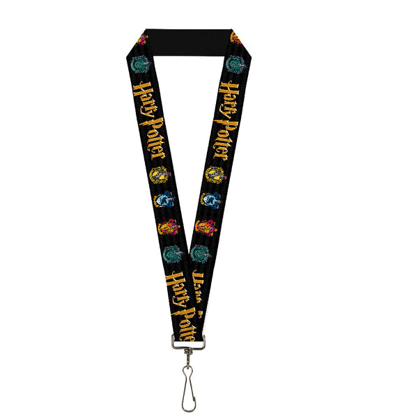 buckle down Lanyard - 1.0" - HARRY POTTER Hufflepuff Ravenclaw Gryffindor Slytherin Coat of Arms Black