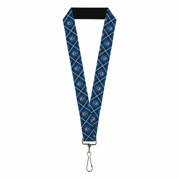 buckle down Lanyard - 1.0" - Harry Potter Ravenclaw Crest Plaid Blues Gray