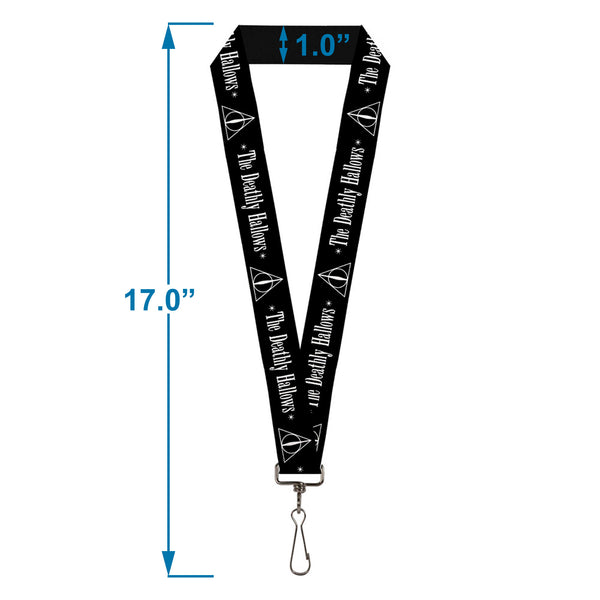 Buckle Down Lanyard - 1.0" - HARRY POTTER THE DEATHLY HALLOWS Symbol Black White