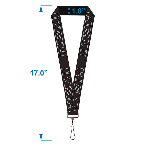 Buckle Down Lanyard - 1.0" - HEMI Bold Outline Black White