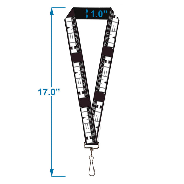 Buckle Down Lanyard - 1.0" - HEMI POWERED Logo Black Gray White