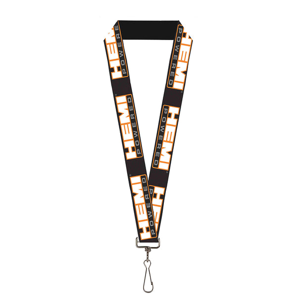 buckle down Lanyard - 1.0" - HEMI POWERED Logo Repeat Black Orange White Gray