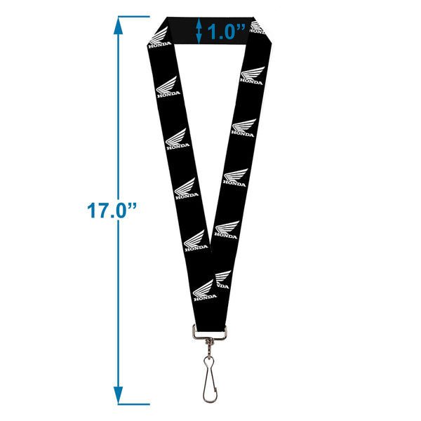 Buckle Down Lanyard - 1.0" - HONDA Motorcycle Logo Black White