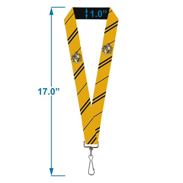 Buckle Down Lanyard - 1.0" - HUFFLEPUFF Crest Stripe Yellow Black