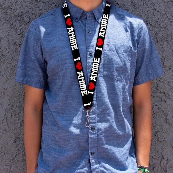 Buckle Down Lanyard - 1.0" - I "Heart" ANIME Bold Black White Red
