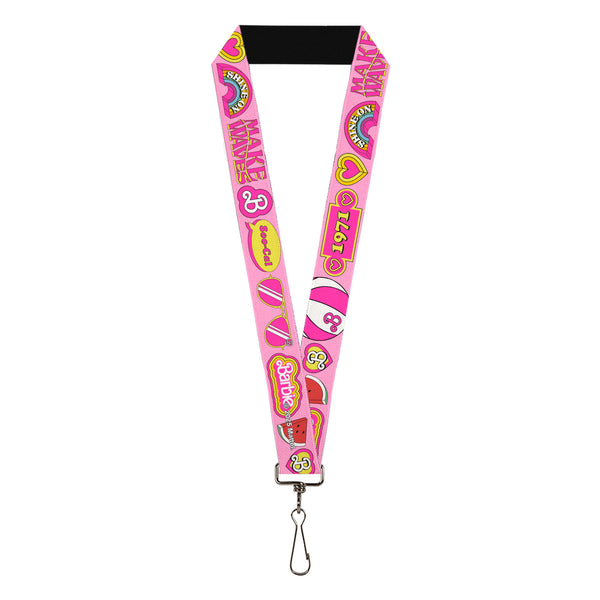buckle down Lanyard - 1.0" - Malibu Barbie 1971 Icons and Quotes Pinks/Yellows