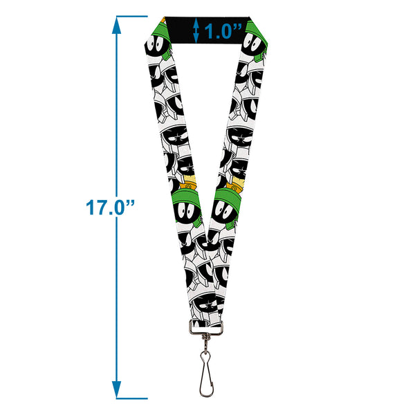 Buckle Down Lanyard - 1.0" - Marvin The Martian Expressions Stacked White Black Green Gold
