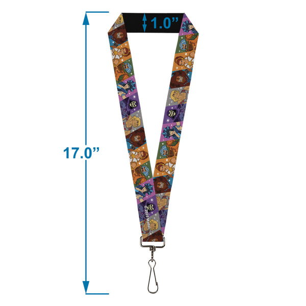 Buckle Down Lanyard - 1.0" - Masters Of The Universe Character Block Stripe Poses Multi Color