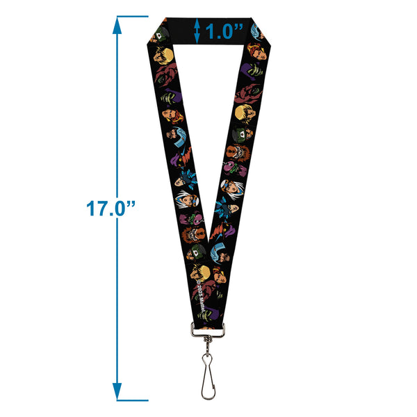 Buckle Down Lanyard - 1.0" - Masters Of The Universe Eleven Character Faces Black