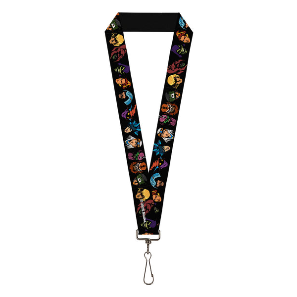 buckle down Lanyard - 1.0" - Masters of the Universe Eleven Character Faces Black