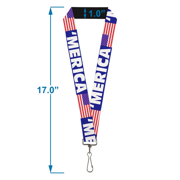 Buckle Down Lanyard - 1.0" - MERICA US Flag Blue White Red
