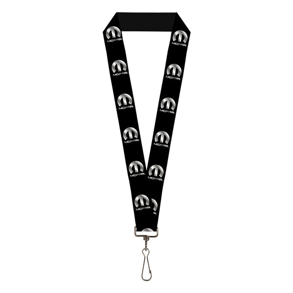 buckle down Lanyard - 1.0" - MOPAR Logo Repeat Black Silver Gradient