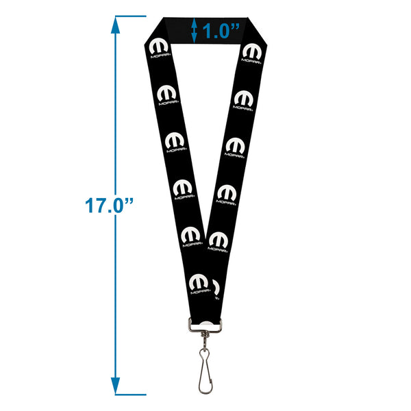 Buckle Down Lanyard - 1.0" - MOPAR Logo Repeat Black White