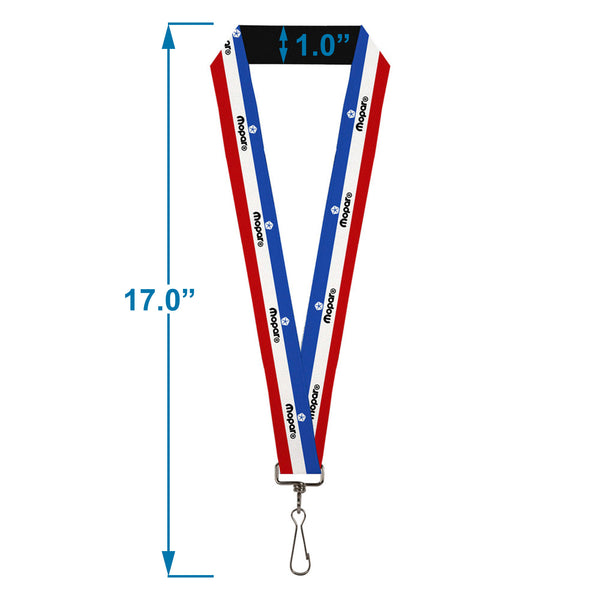 Buckle Down Lanyard - 1.0" - MOPAR Logo Stripe Blue White Red