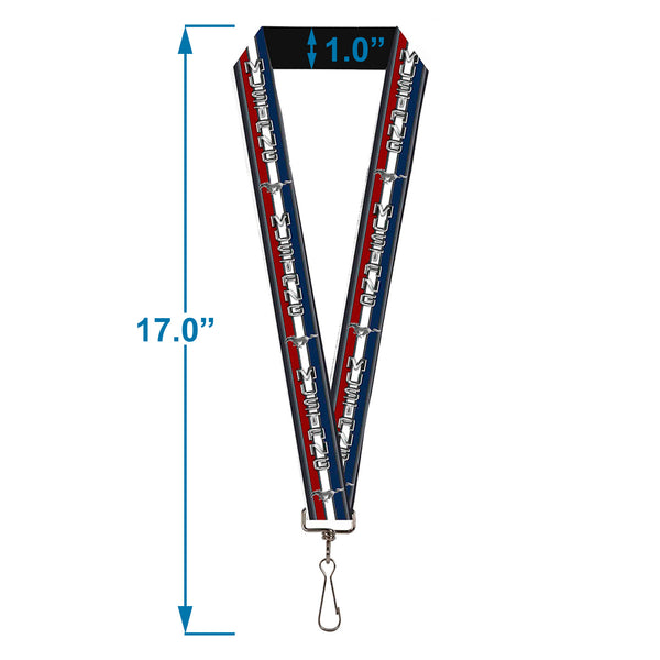 Buckle Down Lanyard - 1.0" - Mustang Text W Tri-Bar Stripe